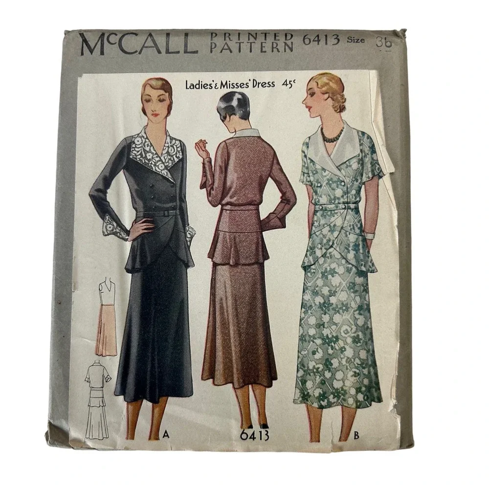 McCall Antique Early 1900's Pattern #6413 Ladies/Misses Dress HTF RARE